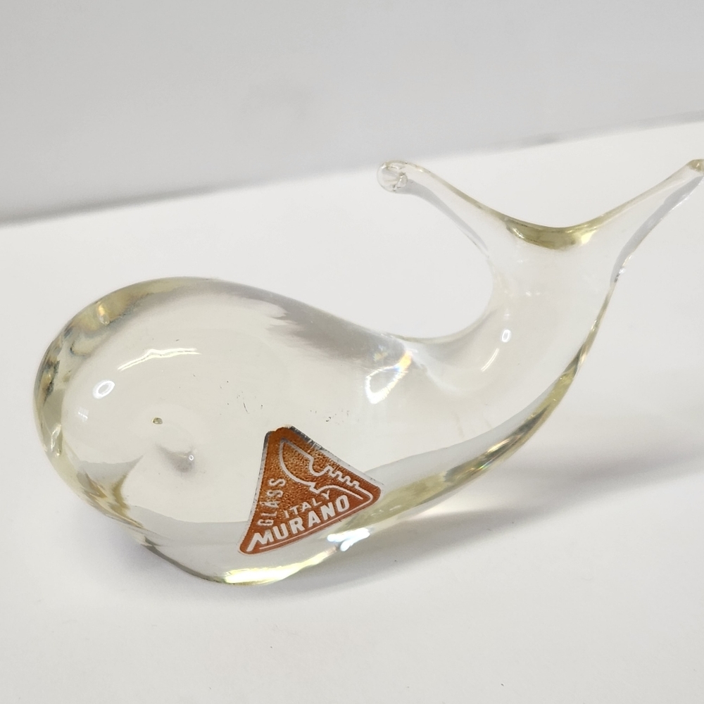 Vintage Murano Italian Blown Glass Whale Figurine Art Home Decor Collectible - Picture 2 of 10